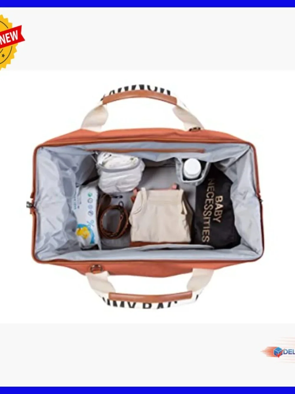Large Water-Repellent Tote Diaper Bag with Insulated Pouch